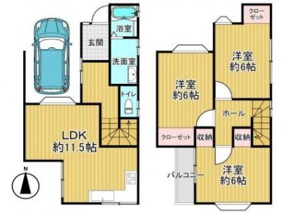 ☆駐車１台可
☆全居室６帖以上
☆スーパーまで徒歩５分